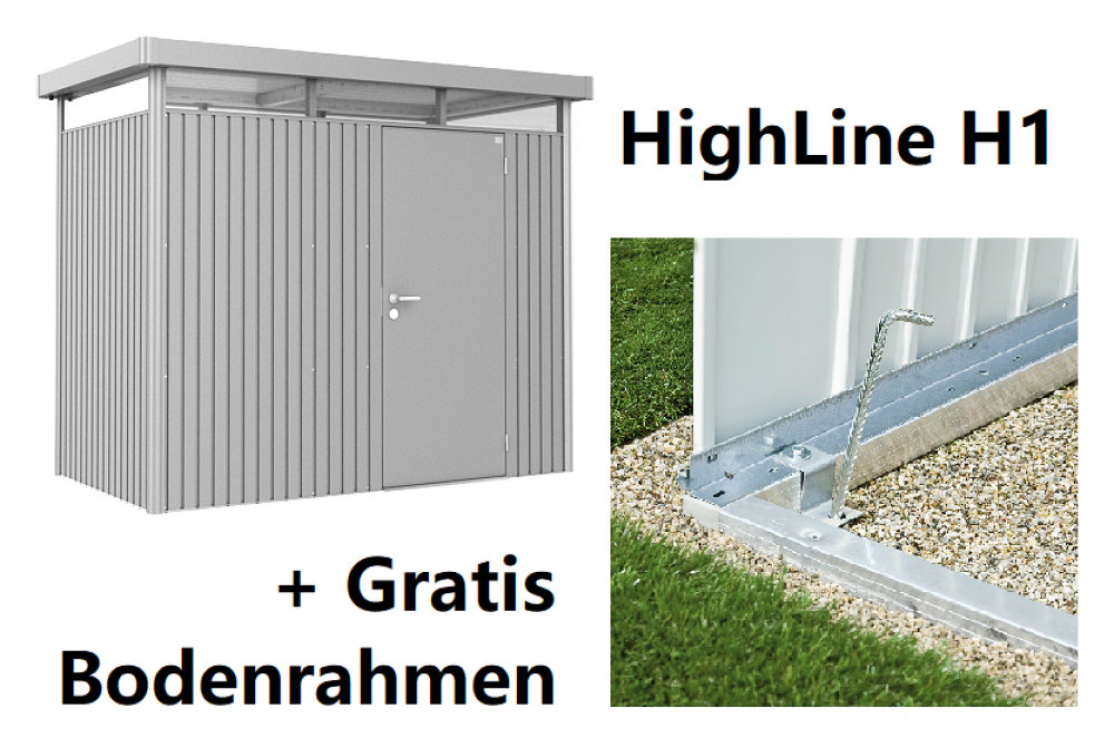 Highline H1 (275 x 155 cm) / silber-metallic / Standardtür + Alu-Bodenrahmen